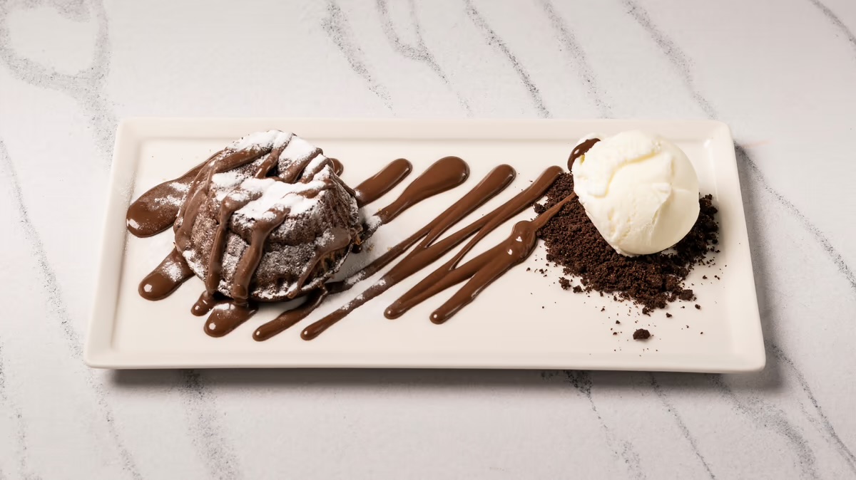 Chocolate lava cake with ice cream