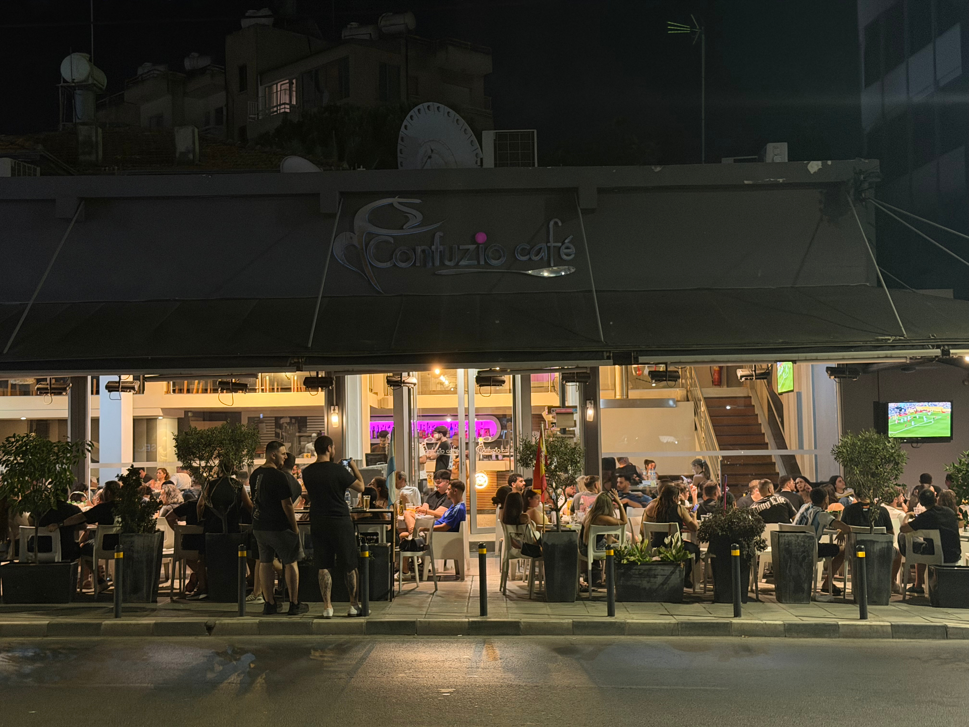 Confuzio café facade at night